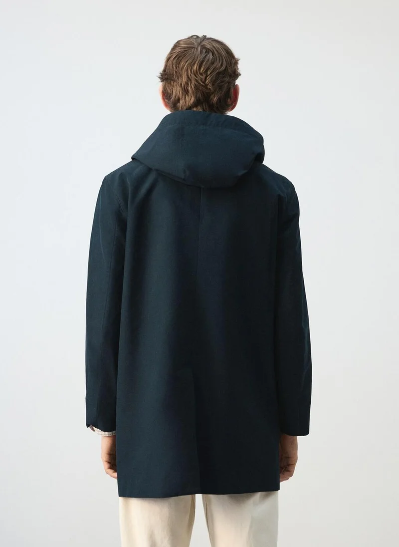 مانجو مان سترة باركا مقاومة للماء بغطاء رأس قابل للإزالة